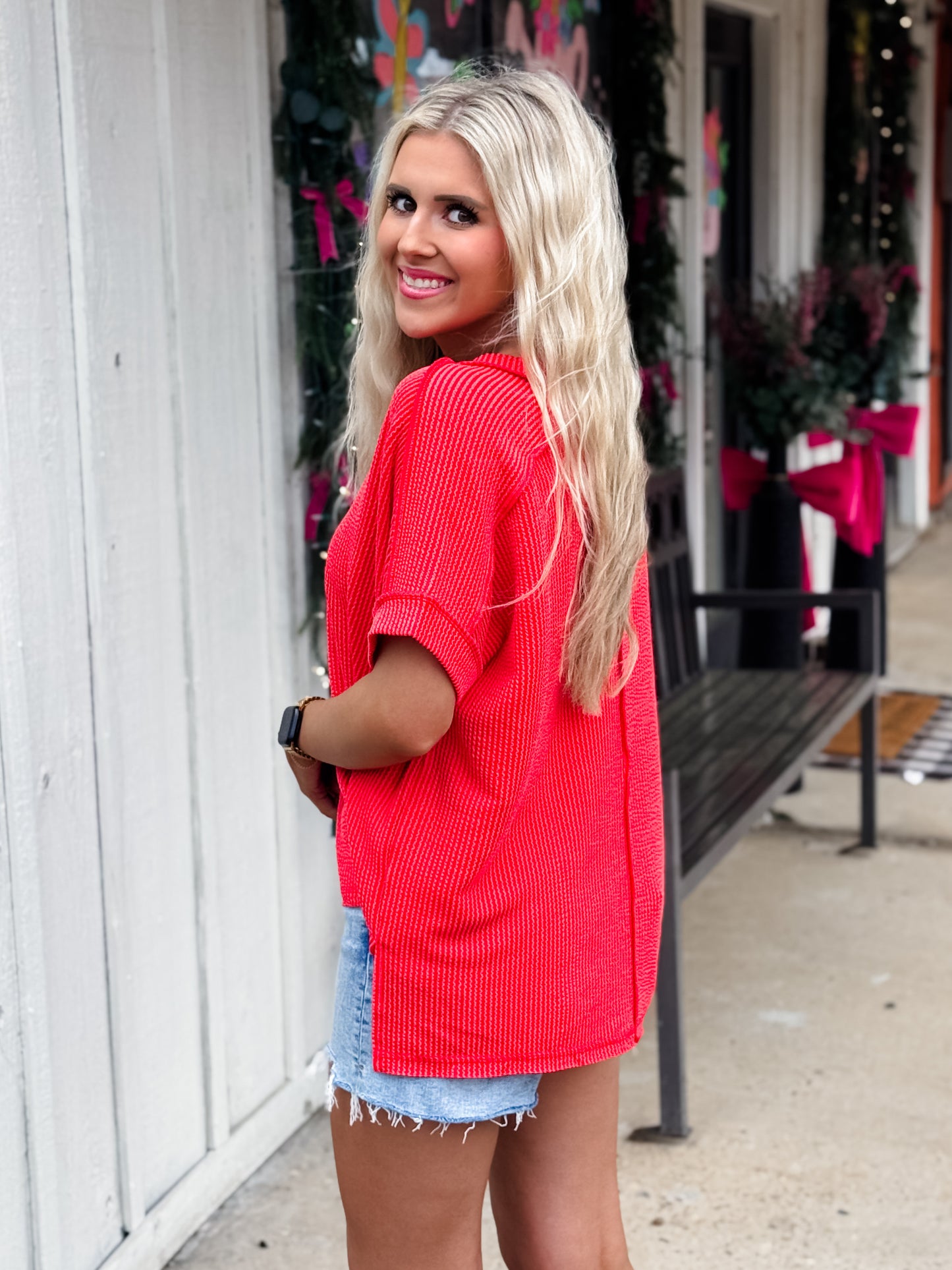 Saturday Strolling Top RED
