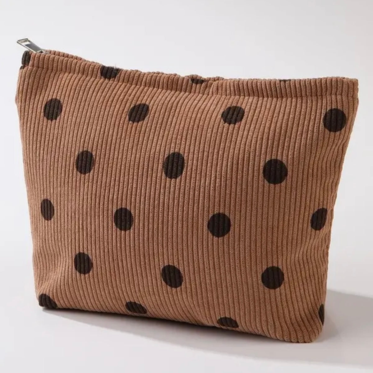 Corduroy Polka Dot Cosmetic Pouch BROWN