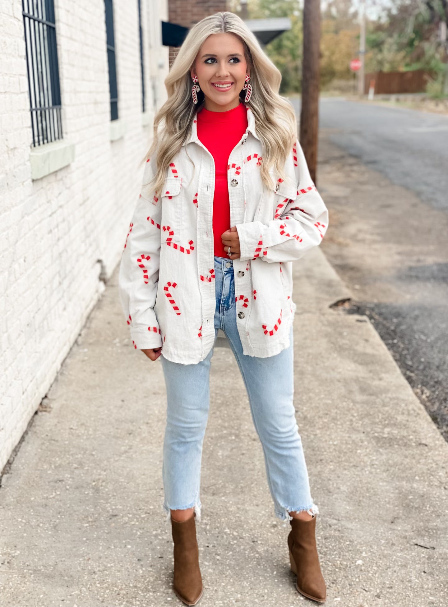 Candy Cane Corduroy Shacket