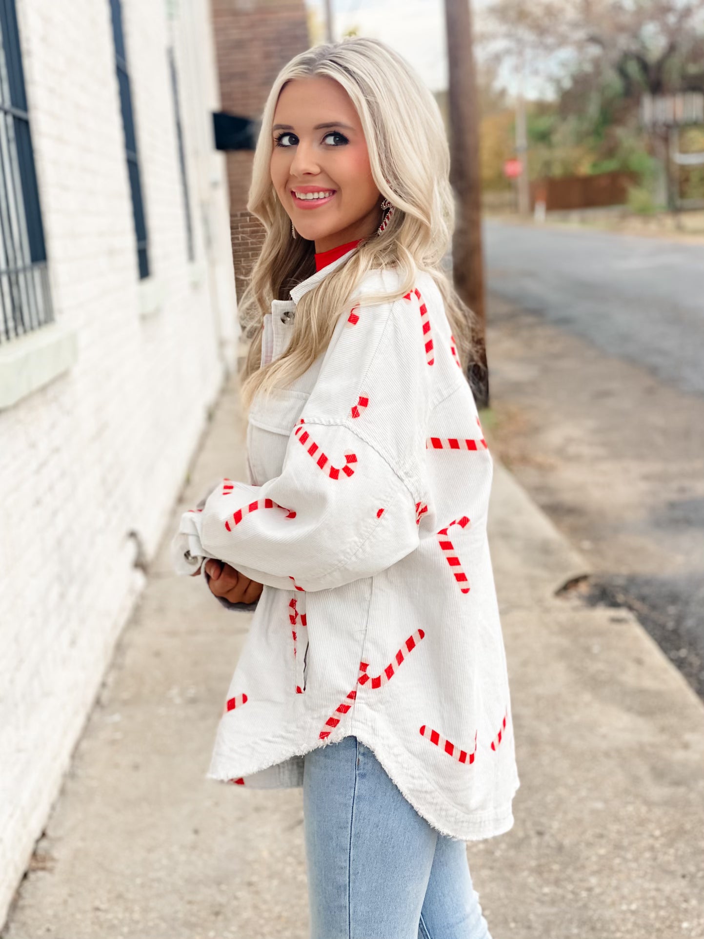 Candy Cane Corduroy Shacket