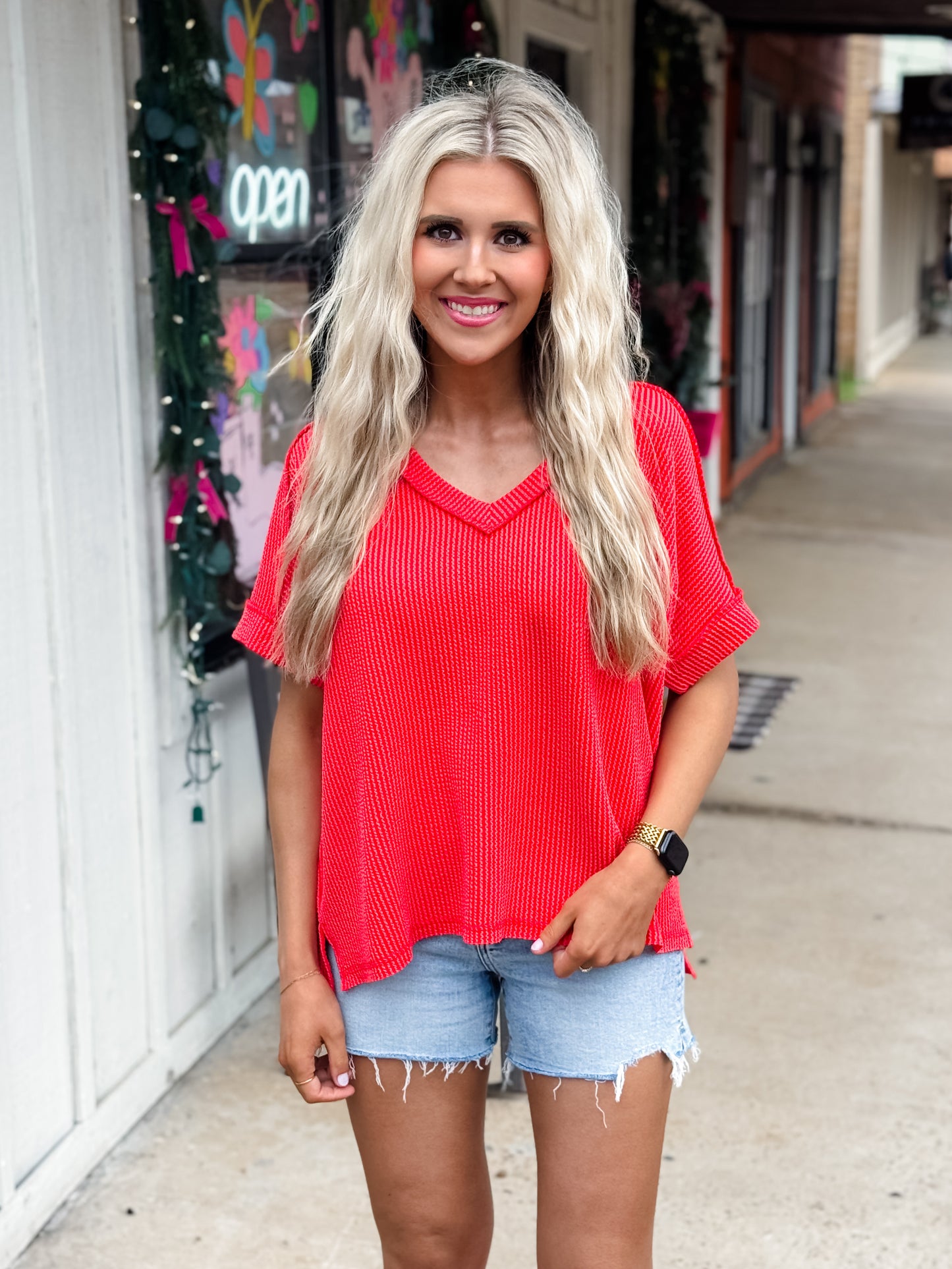 Saturday Strolling Top RED