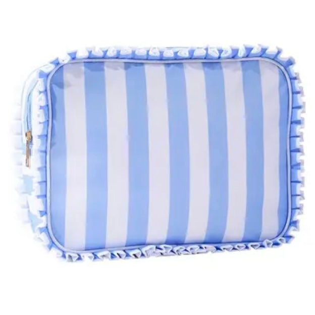 Blue Striped Ruffle Bag