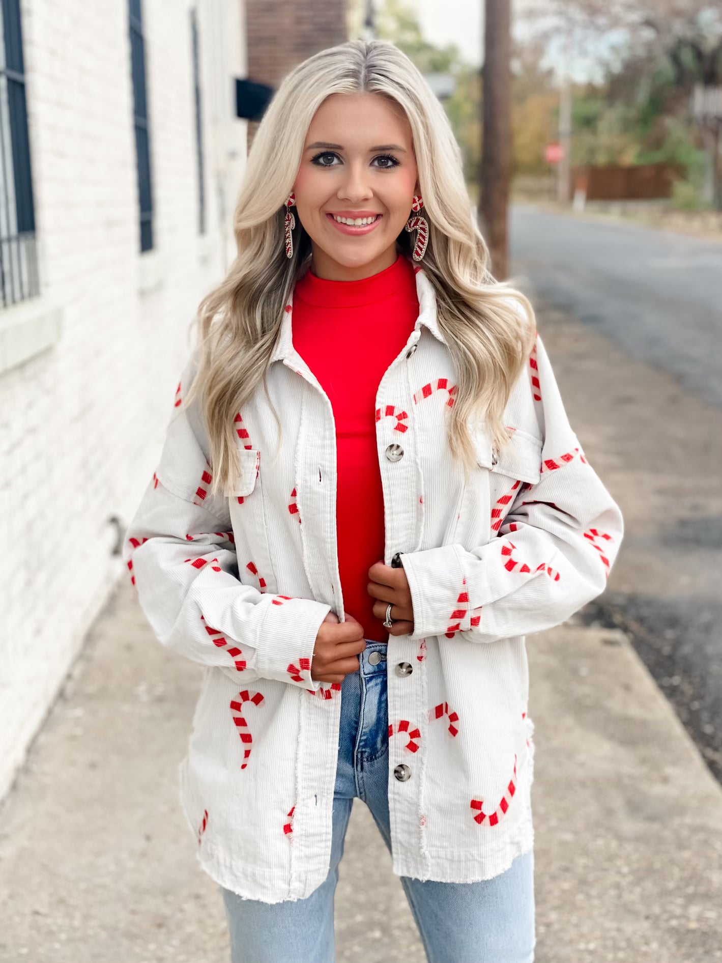 Candy Cane Corduroy Shacket
