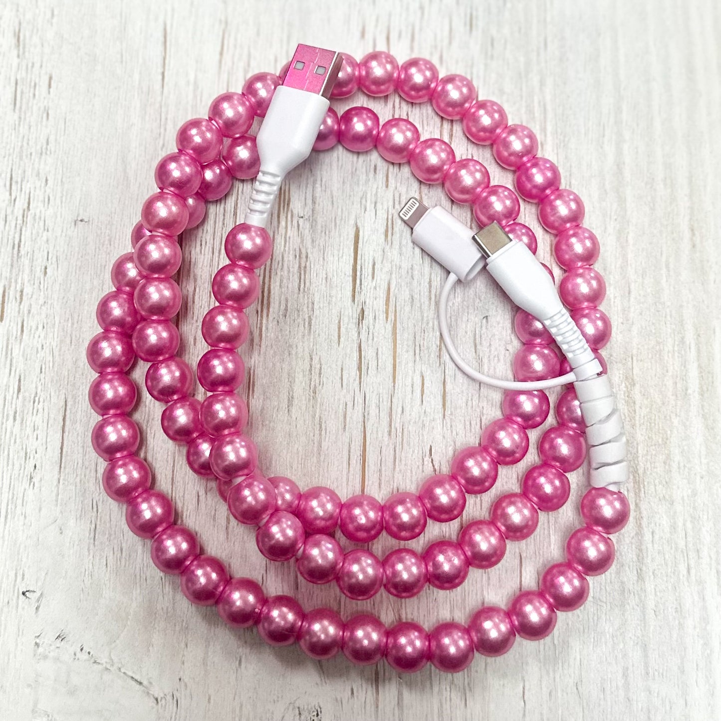 Candy Beads 2 in 1 Phone Charger PINK PEARL