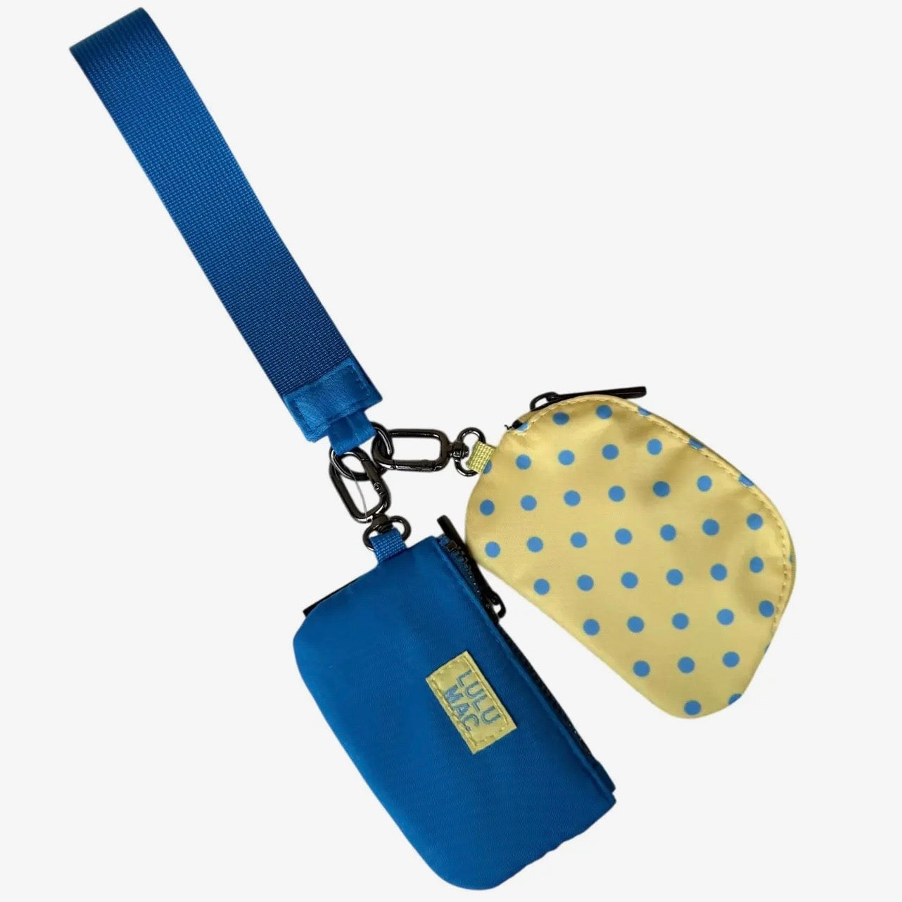 Lulu Mac Polka Dot Double Pouch Wristlet BUTTER/BLUE