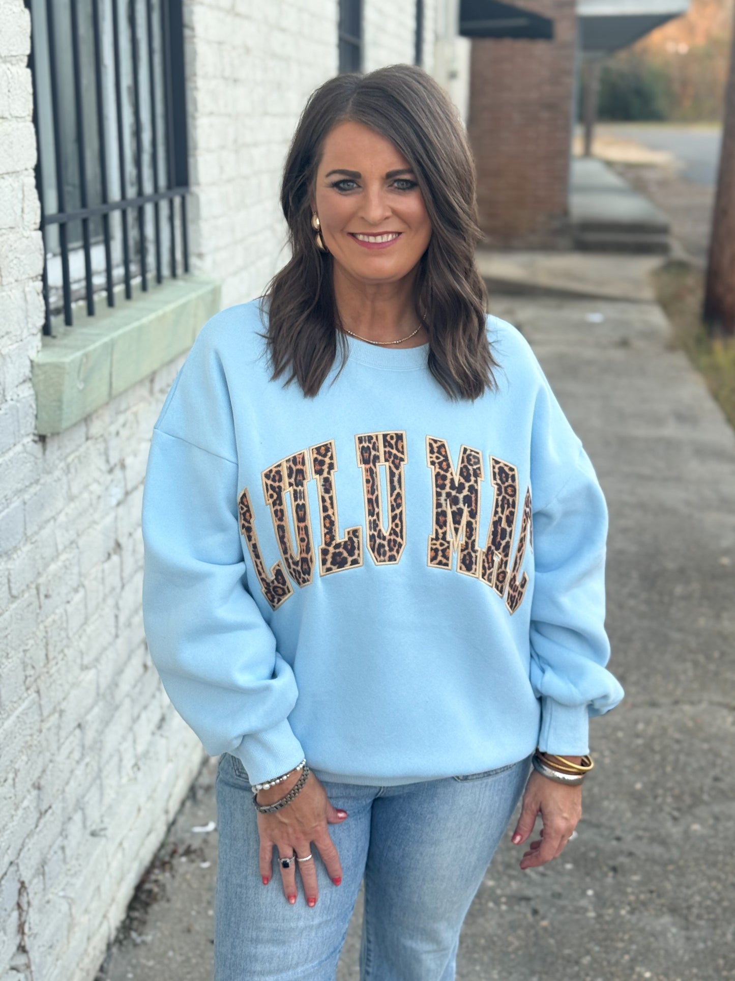 Lulu Mac Light Blue Leopard Sweatshirt
