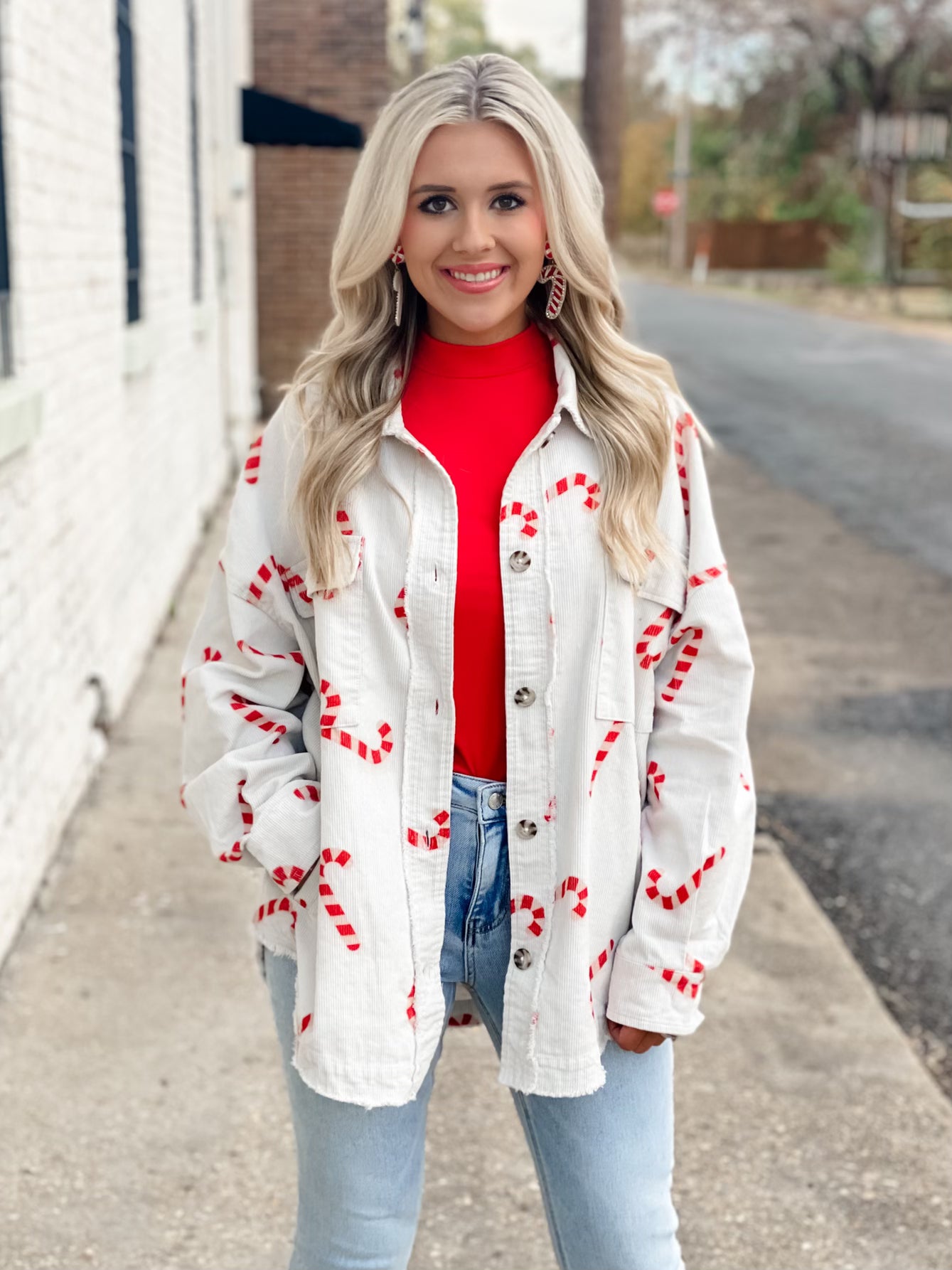 Candy Cane Corduroy Shacket
