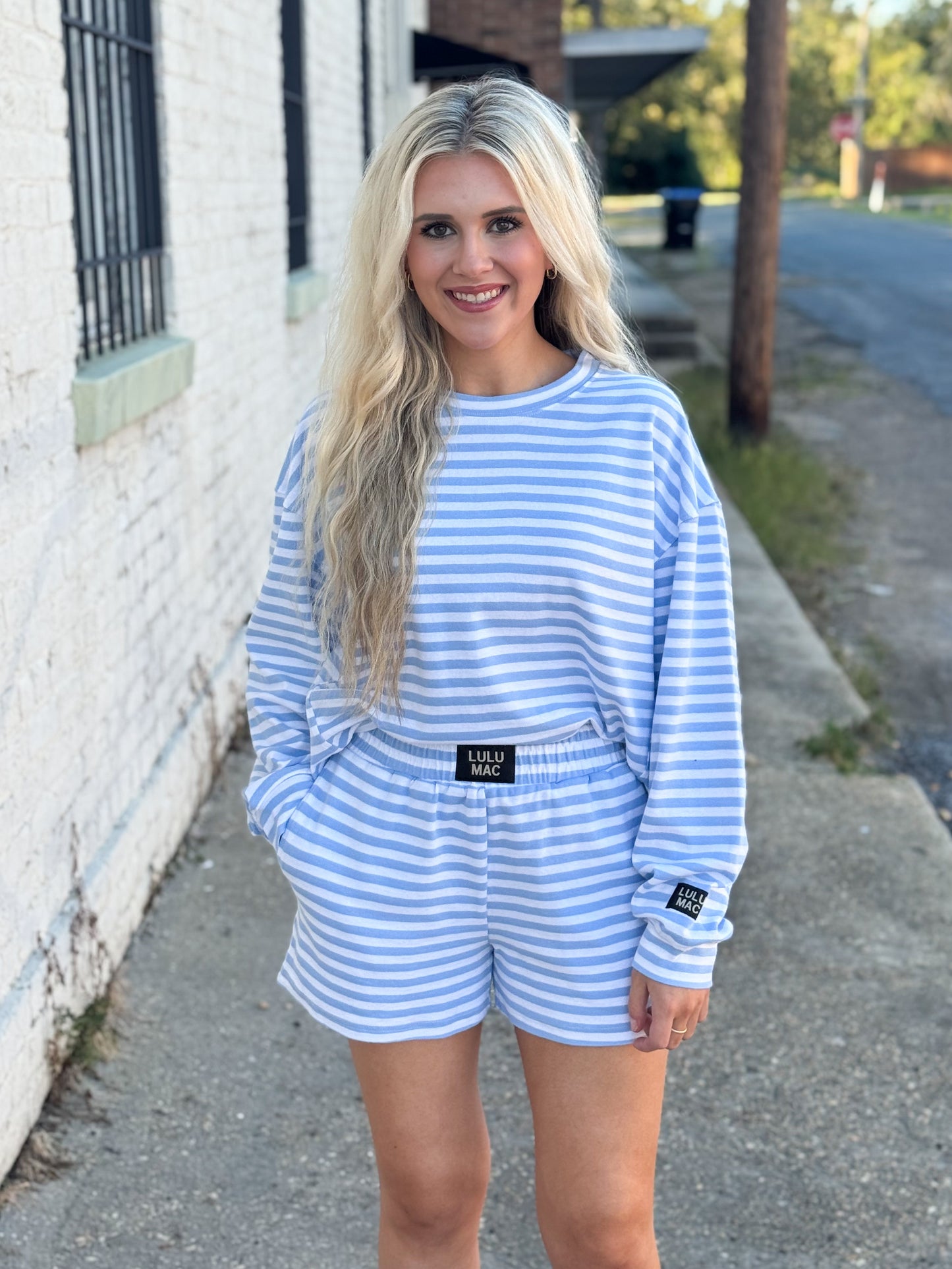 Lulu Mac Stripe Top LIGHT BLUE