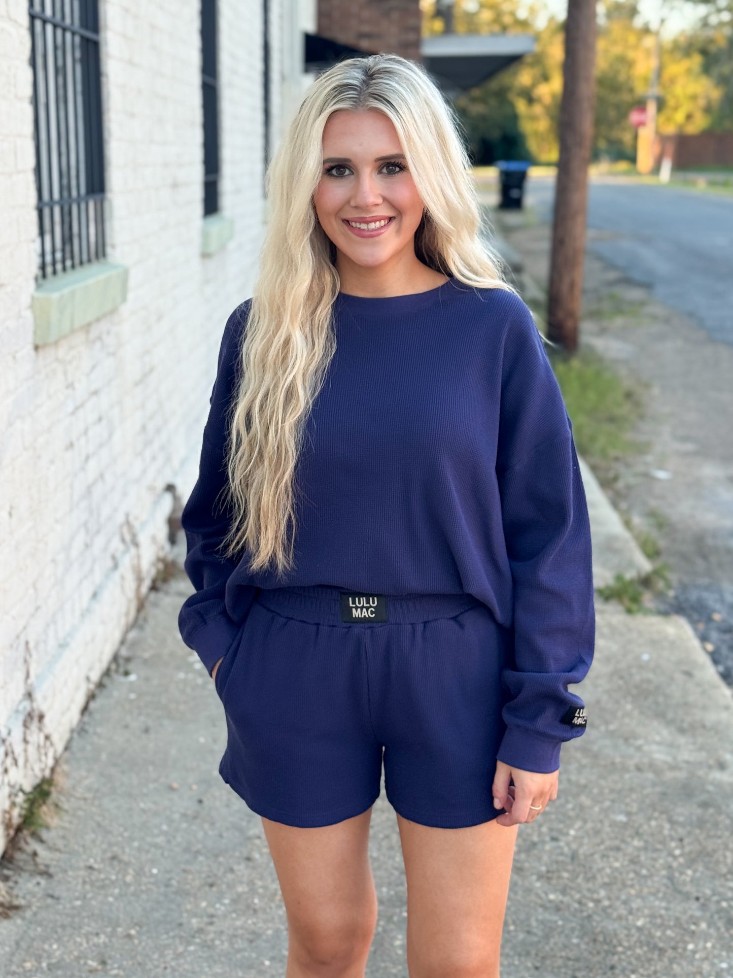 Lulu Mac Waffle Top NAVY