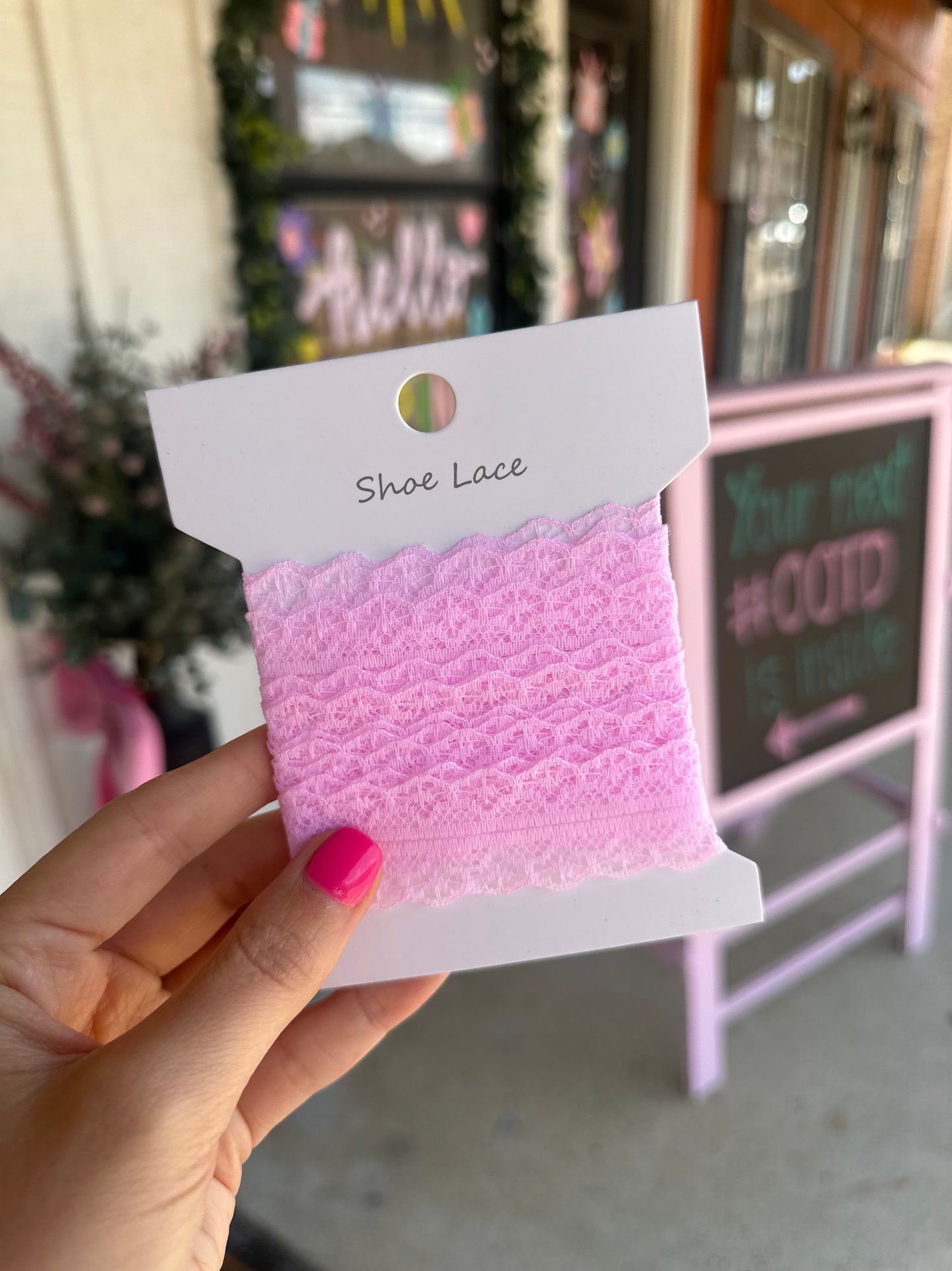 Lace Ribbon Shoe Laces PINK