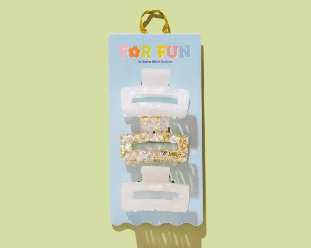 Pearl Confetti Claw Clip Trio