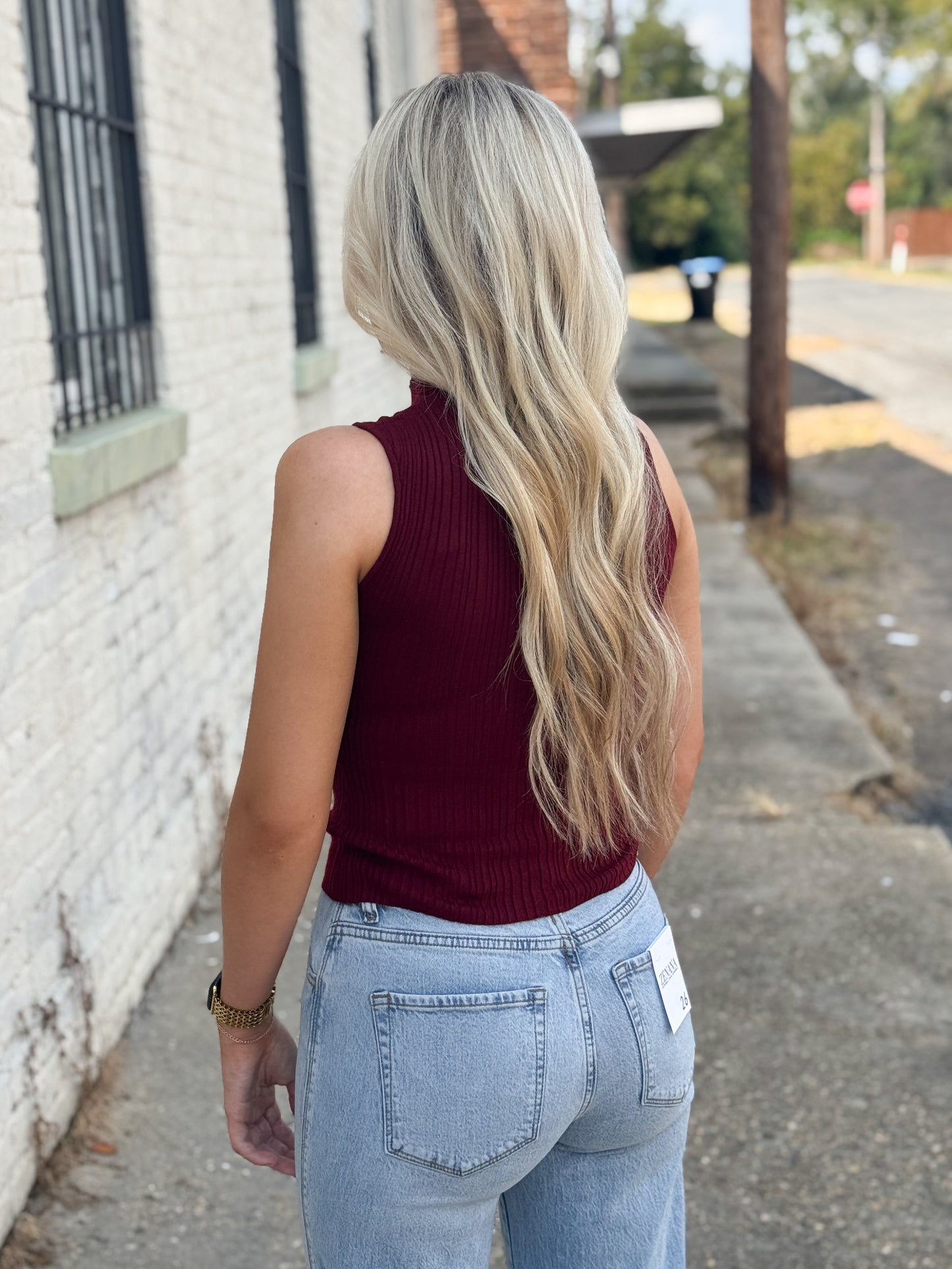 Sweet Talk Mock Neck Top BURGUNDY