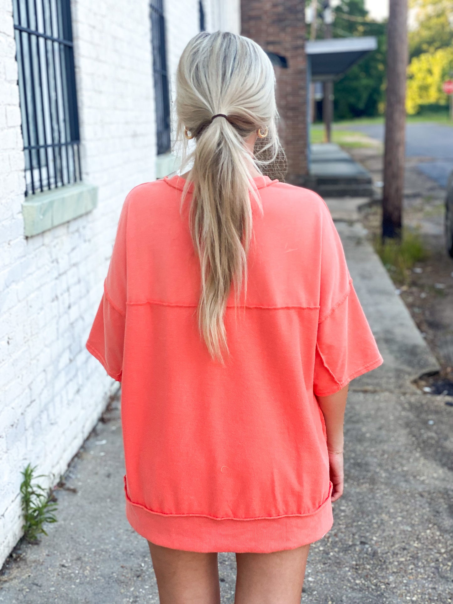 Come My Way Oversized Top ORANGE