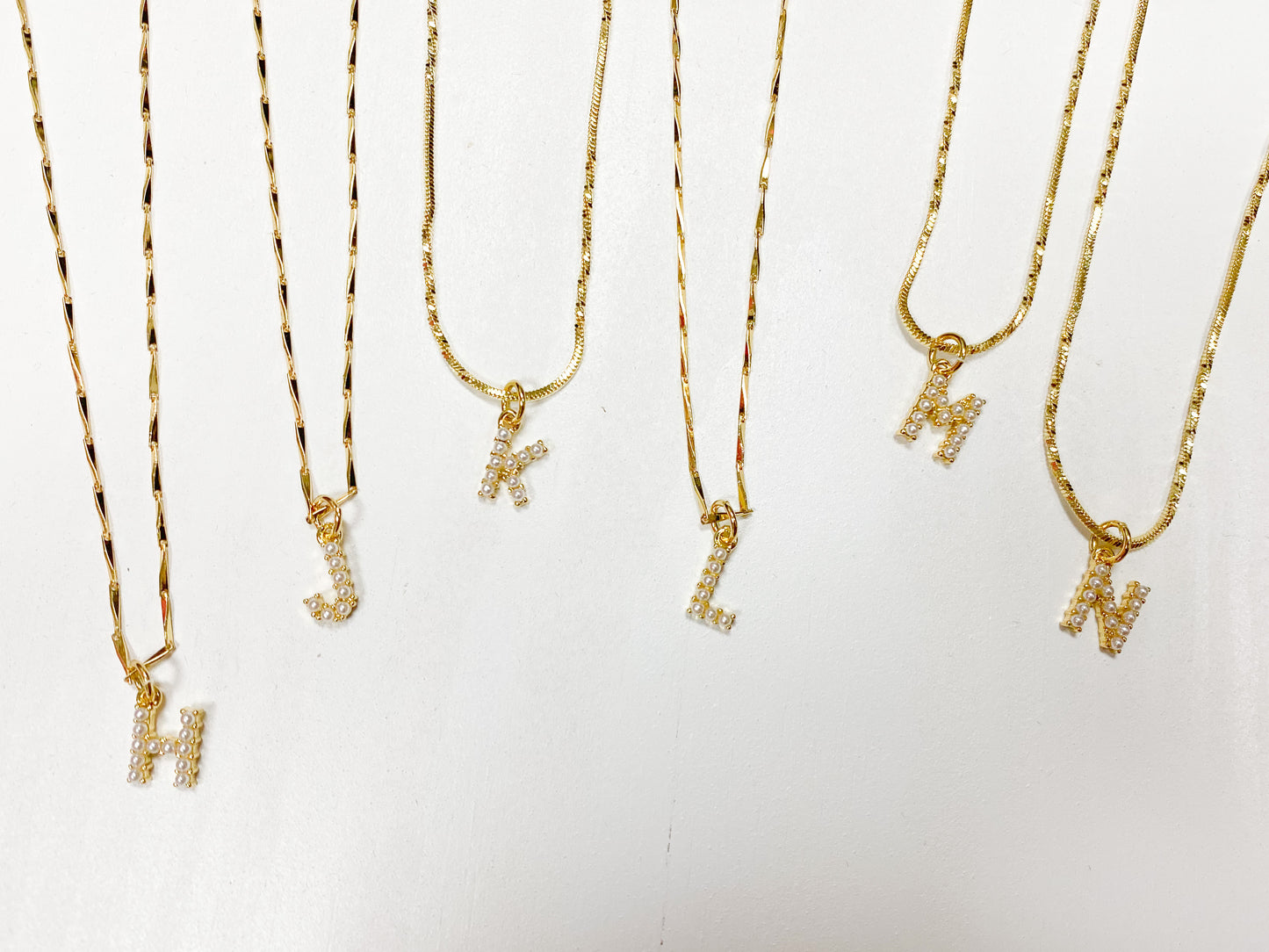 Pearl Stoned Initial Necklace