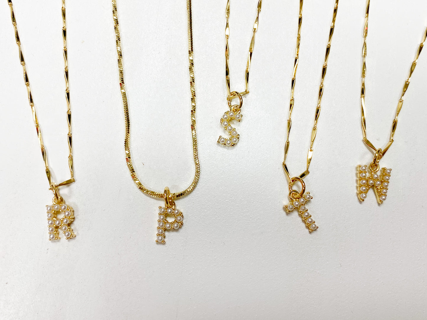 Pearl Stoned Initial Necklace