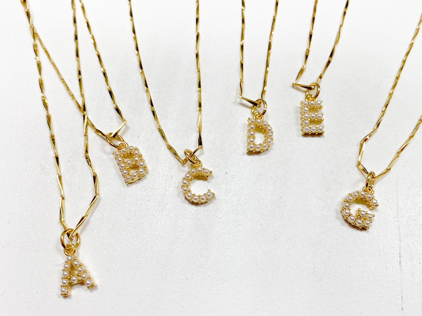 Pearl Stoned Initial Necklace