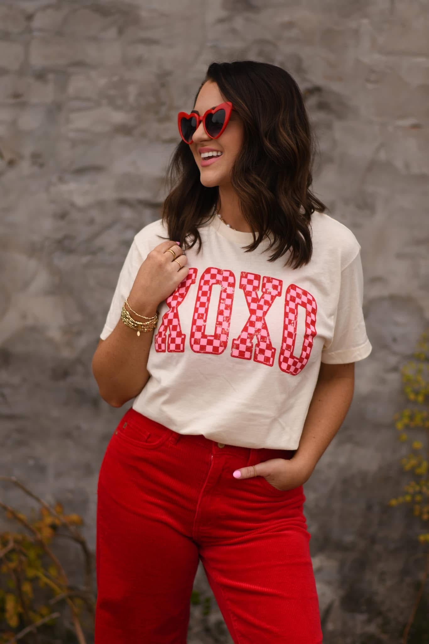 XOXO Checkered Tee