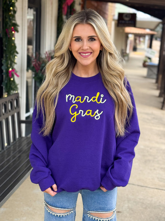 Mardi Gras Embroidered Sweatshirt