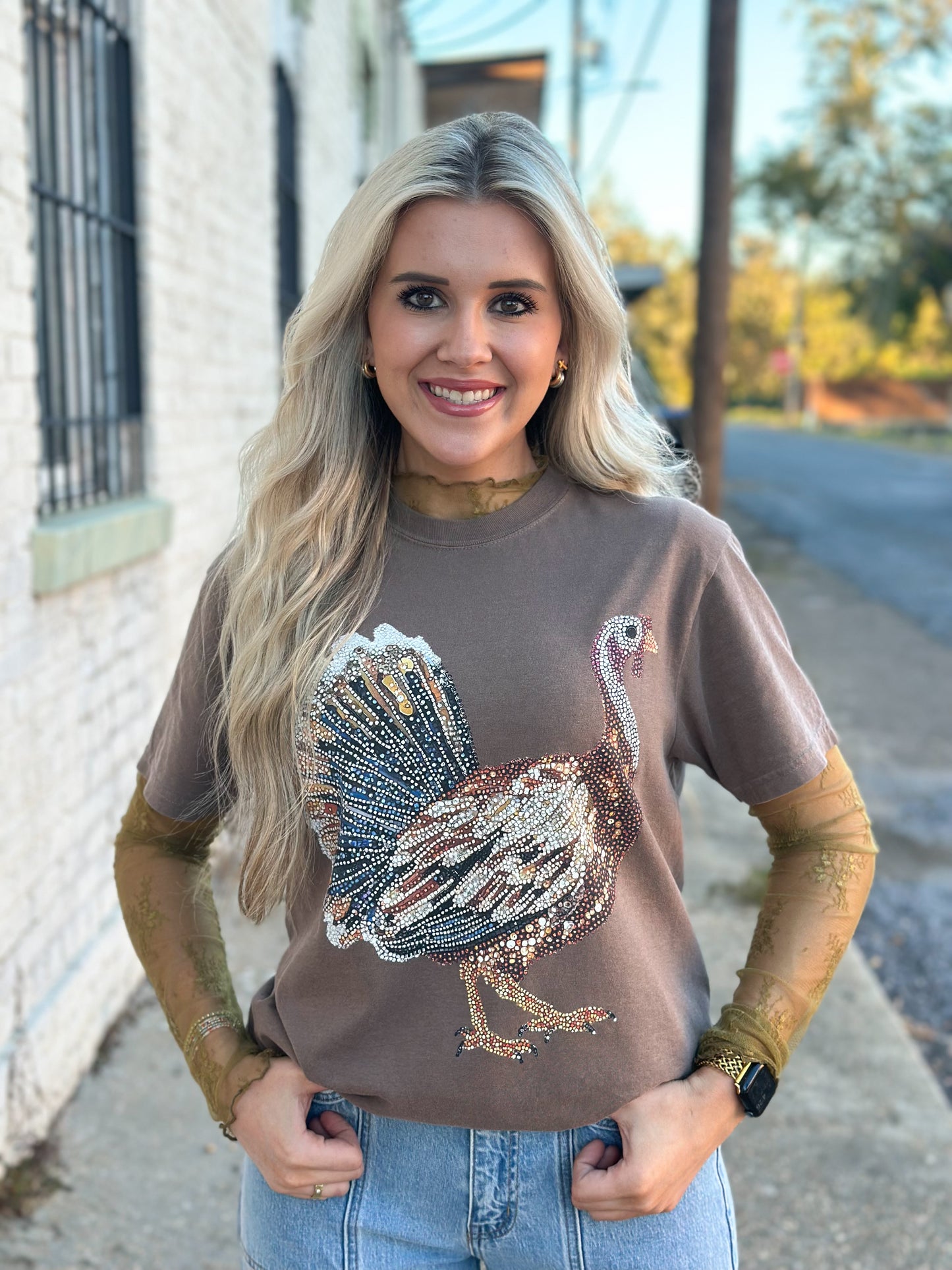 Faux Rhinestone Turkey Tee