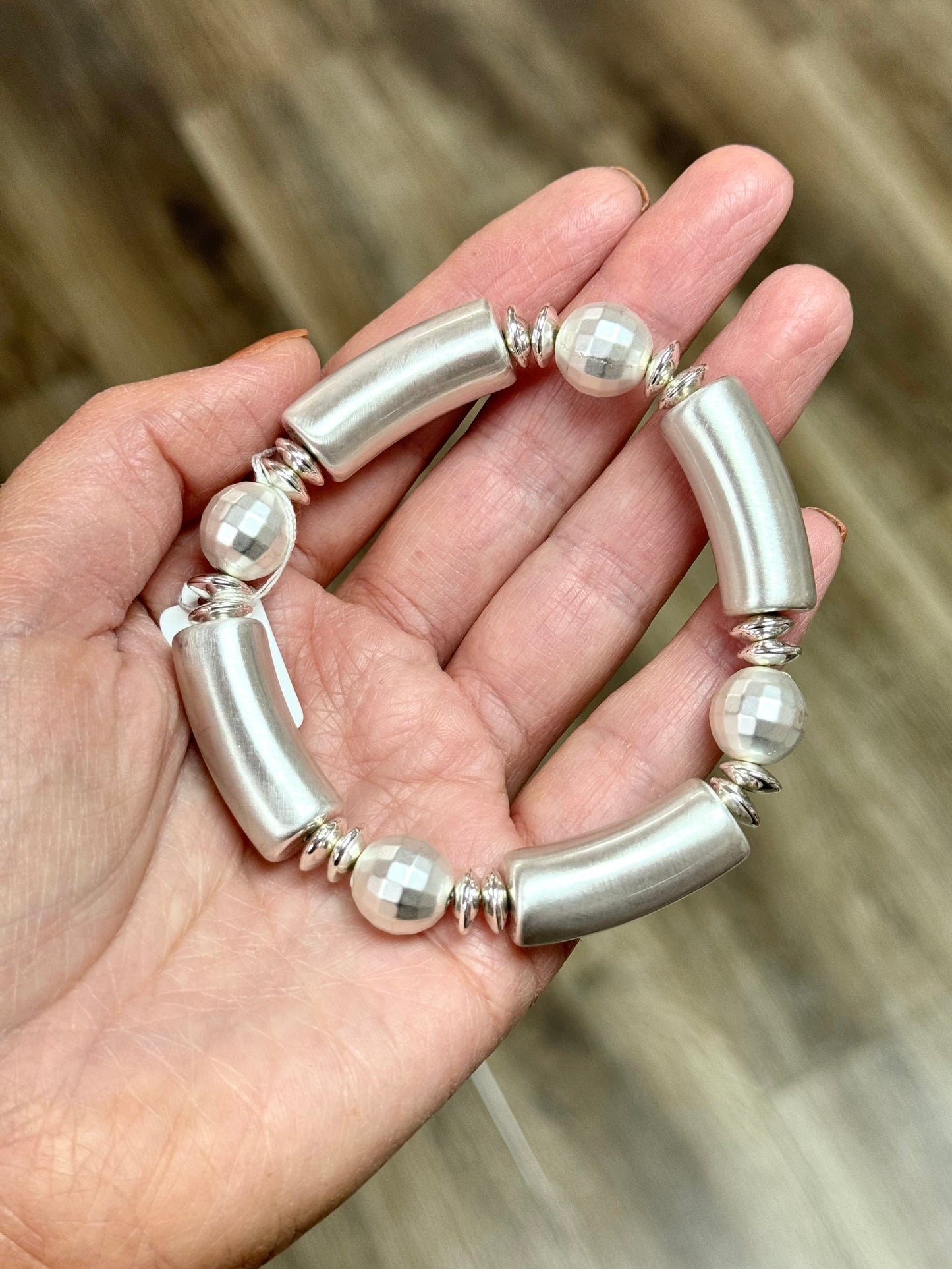 Matte Silver Stretch Bracelet