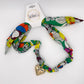 Scarf Necklace GREEN/WHITE/HEART