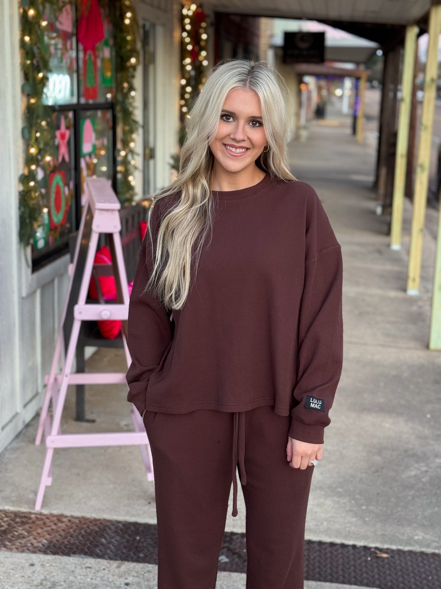 Lulu Mac Waffle Top BROWN