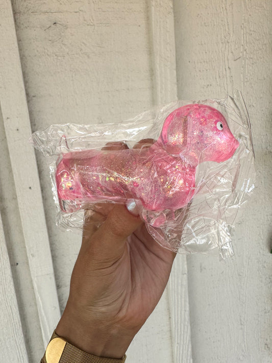 Glitter Weenie Dog Squishy PINK