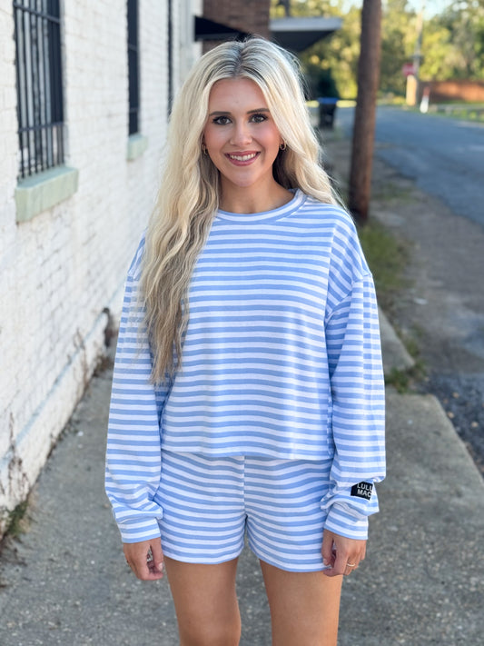 Lulu Mac Stripe Top LIGHT BLUE