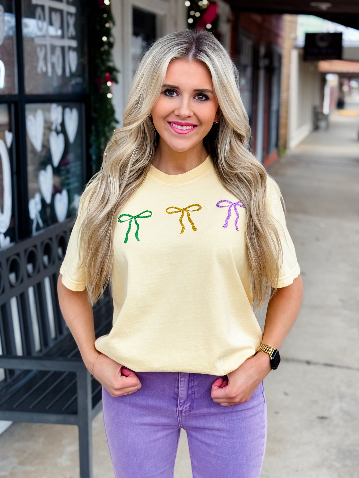 Mardi Bow Glitter Tee