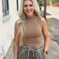 Sweet Talk Mock Neck Top TAN