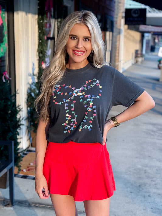 Christmas Lights Bow Tee