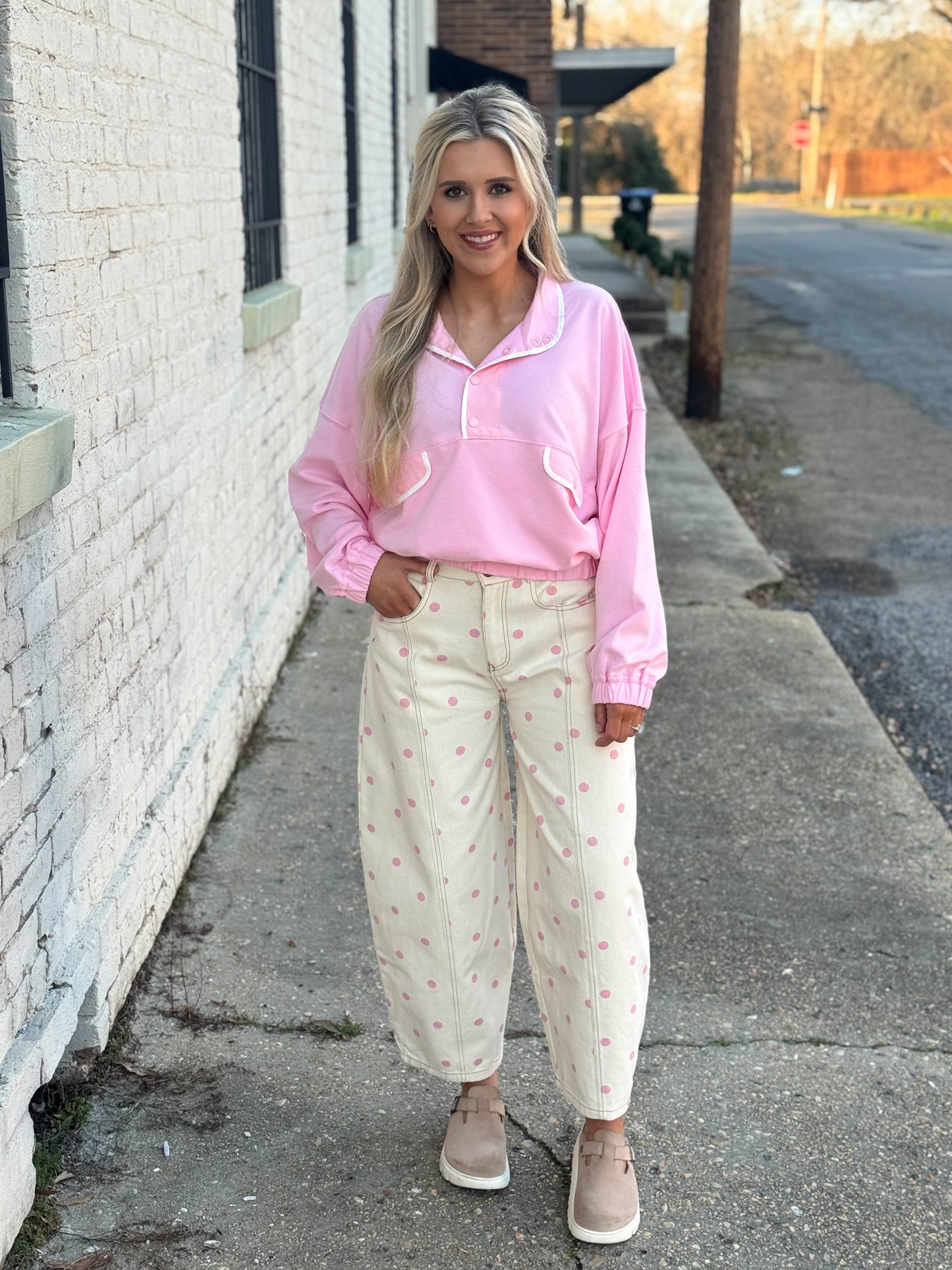 Pretty Moment Polka Dot Barrel Jean