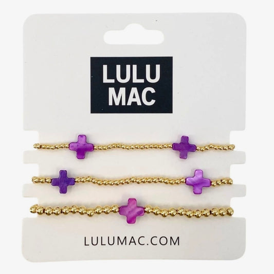 Lulu Mac Cross Bracelet Stack PURPLE