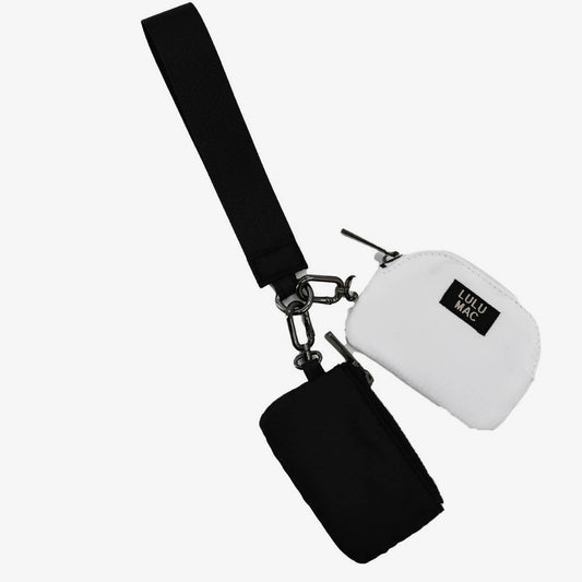 Lulu Mac Double Pouch Wristlet BLACK/WHITE