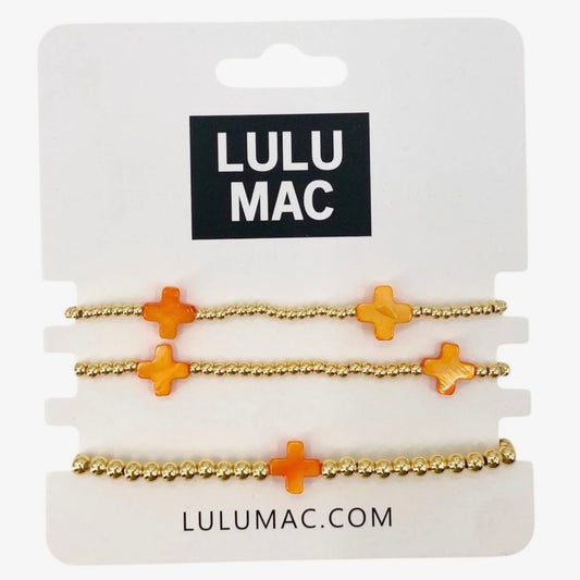 Lulu Mac Cross Bracelet Stack ORANGE