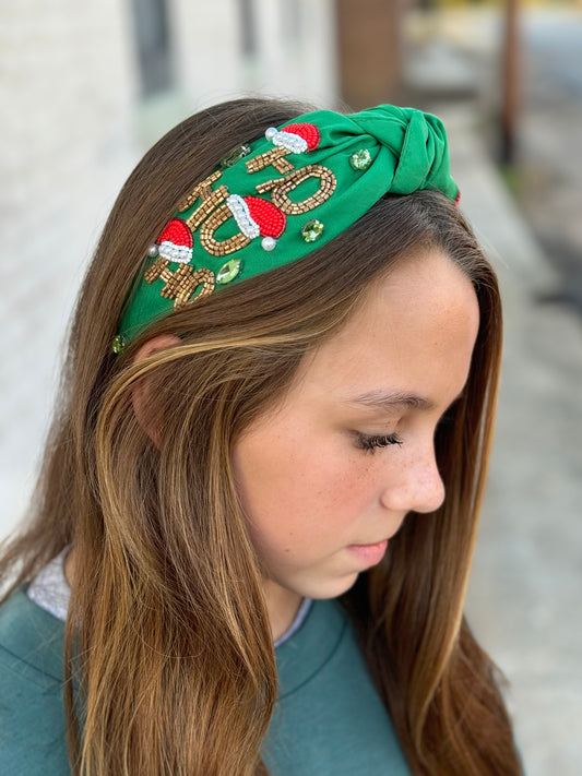 HO HO HO Headband GREEN