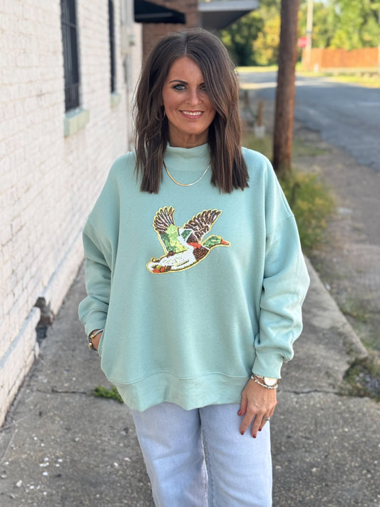 Golden Flight Sequin Mock Neck Sweatshirt