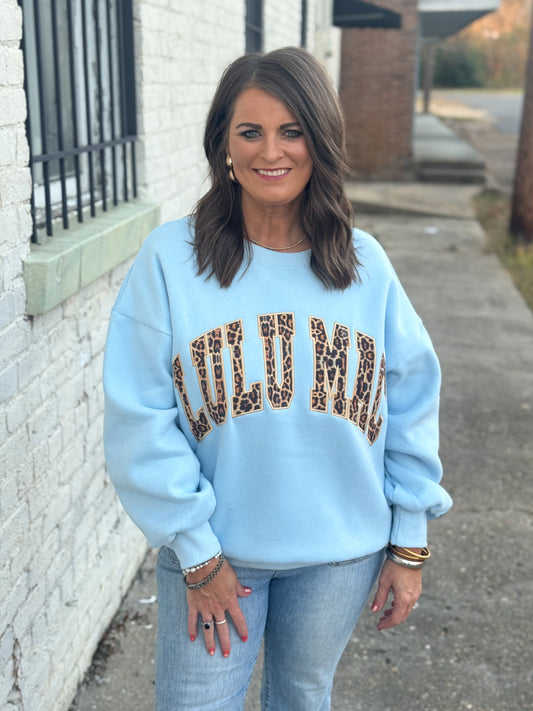 Lulu Mac Light Blue Leopard Sweatshirt