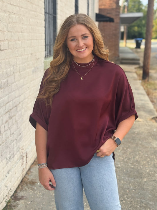 Heard About You Top BURGUNDY