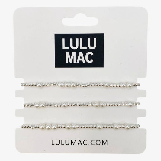Lulu Mac Pearl Bracelet Stack SILVER