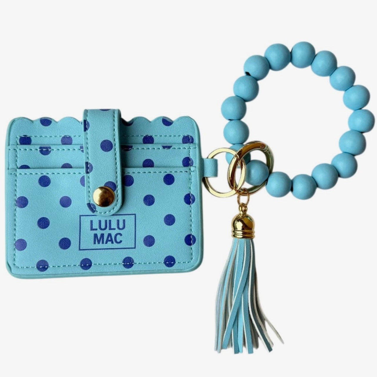 Lulu Mac Polka Dot Beaded Wallet BLUE/NAVY