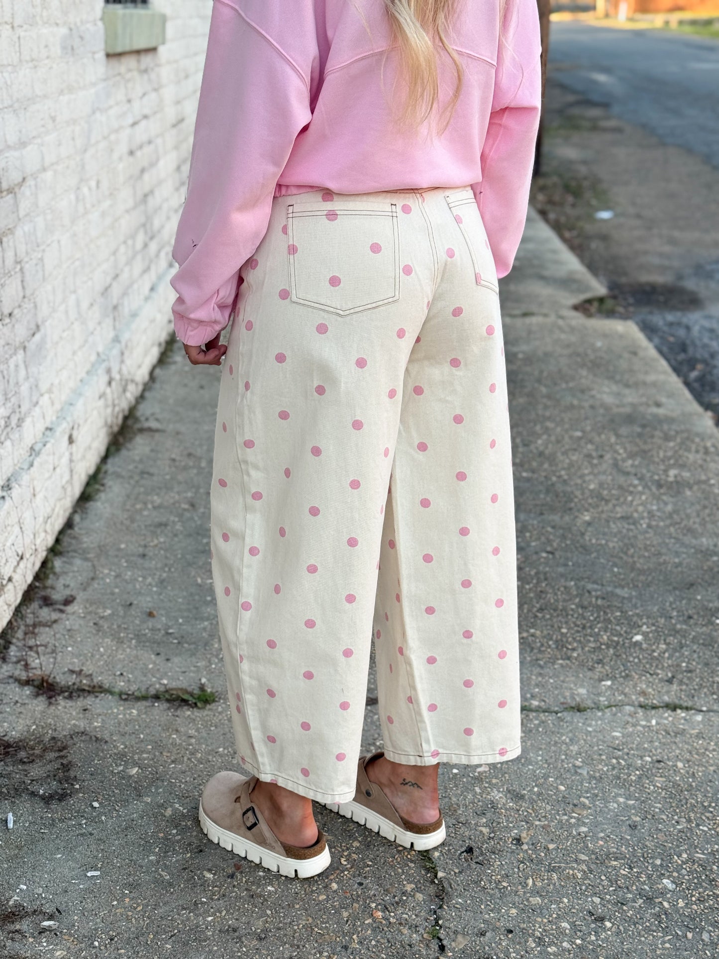 Pretty Moment Polka Dot Barrel Jean