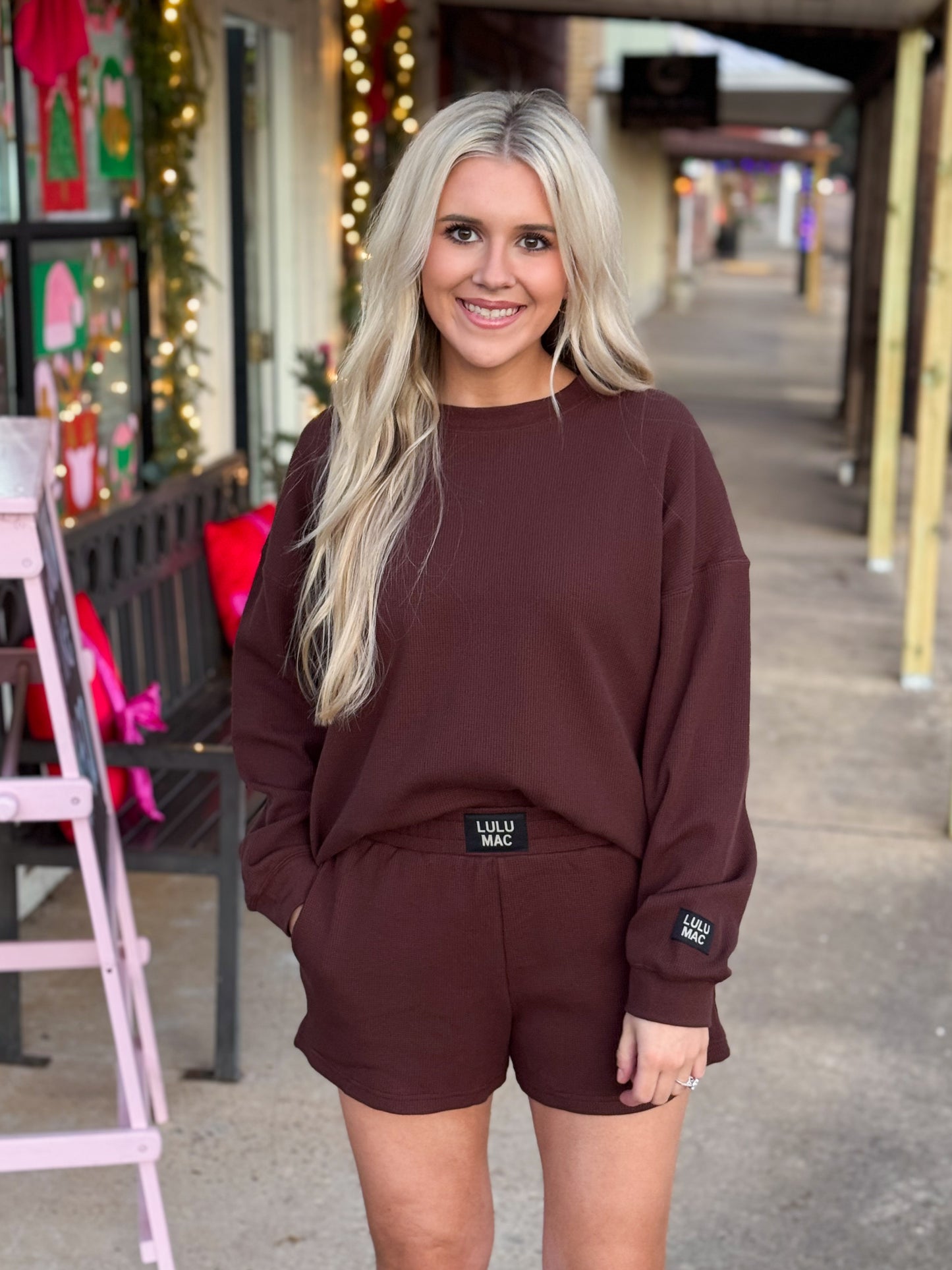 Lulu Mac Waffle Shorts BROWN