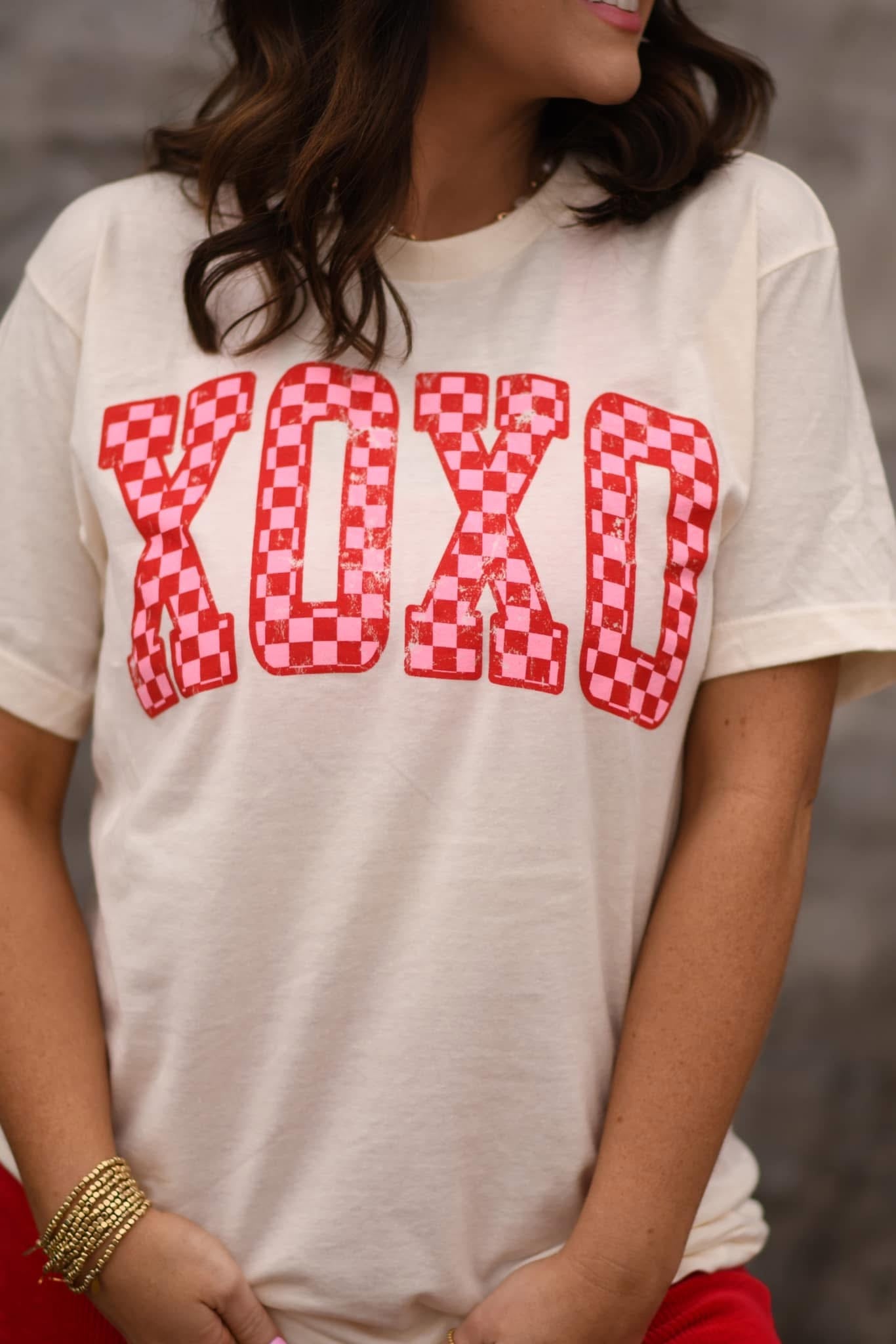 XOXO Checkered Tee