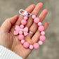 Pink Beaded Bow Keychain