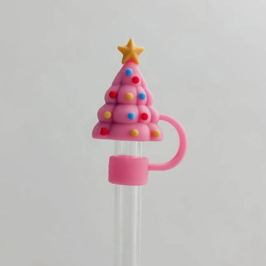 Christmas Tree Straw Cover Cap PINK