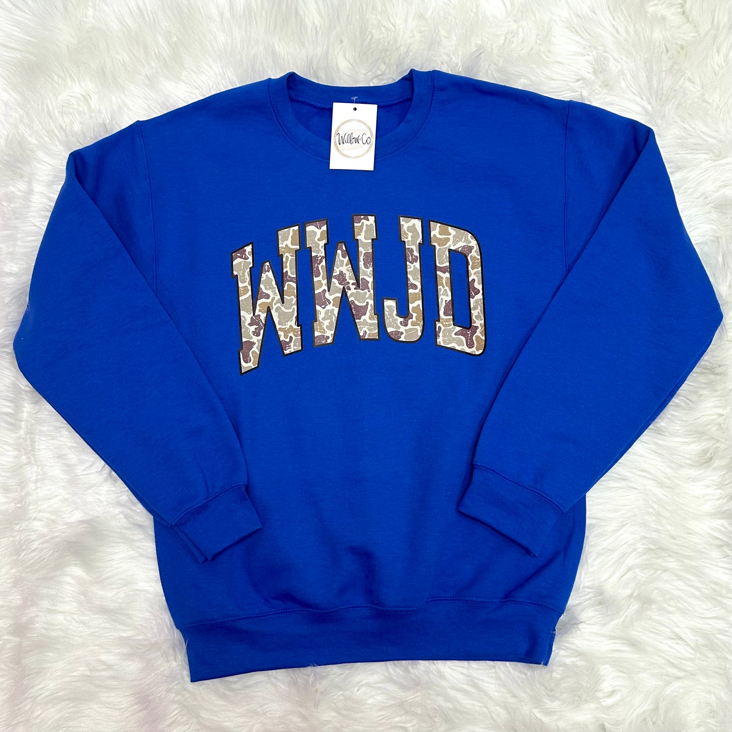 WWJD Camo Sweatshirt BLUE