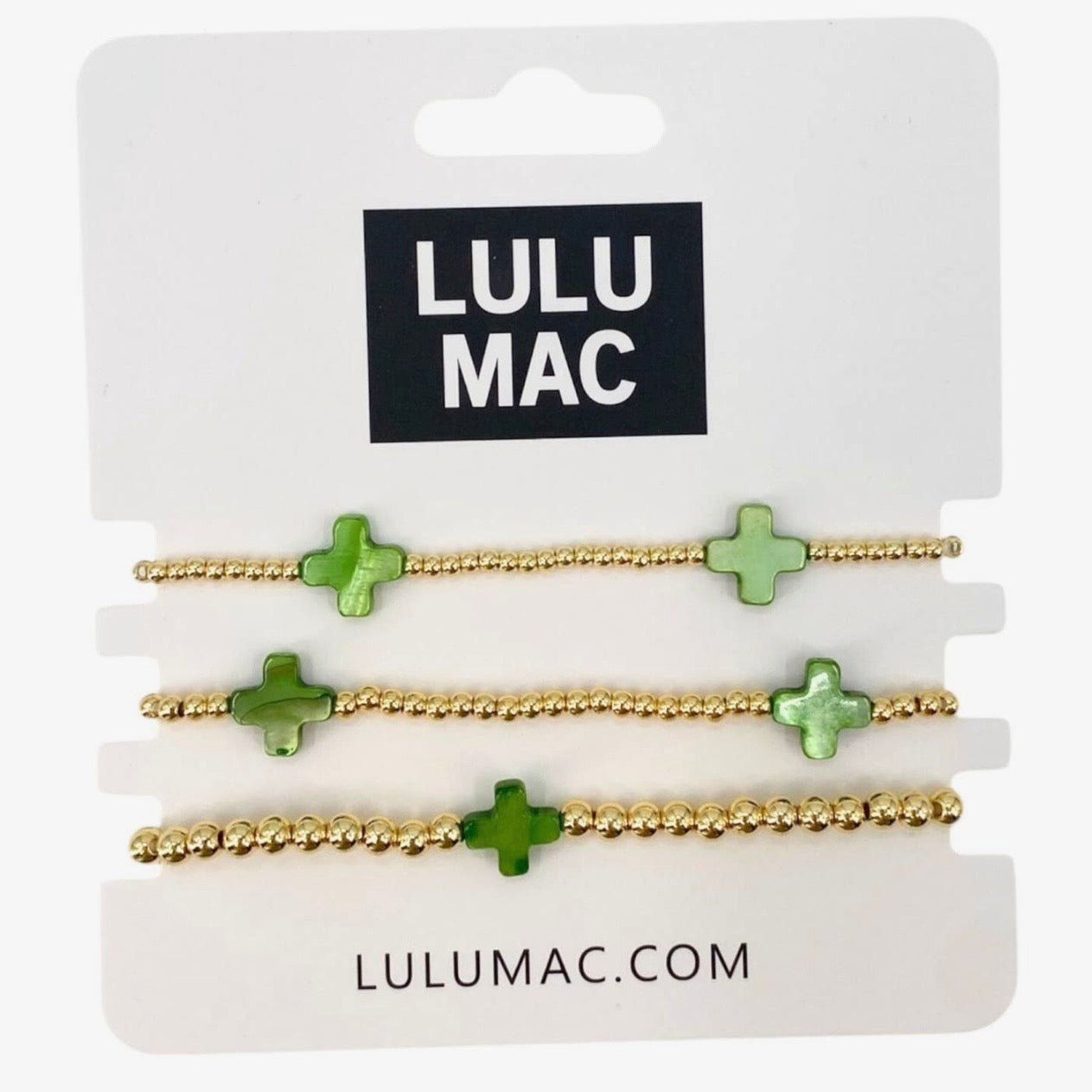 Lulu Mac Cross Bracelet Stack GREEN