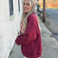 Dilly Dally Mock Neck Sweatshirt BURGUNDY