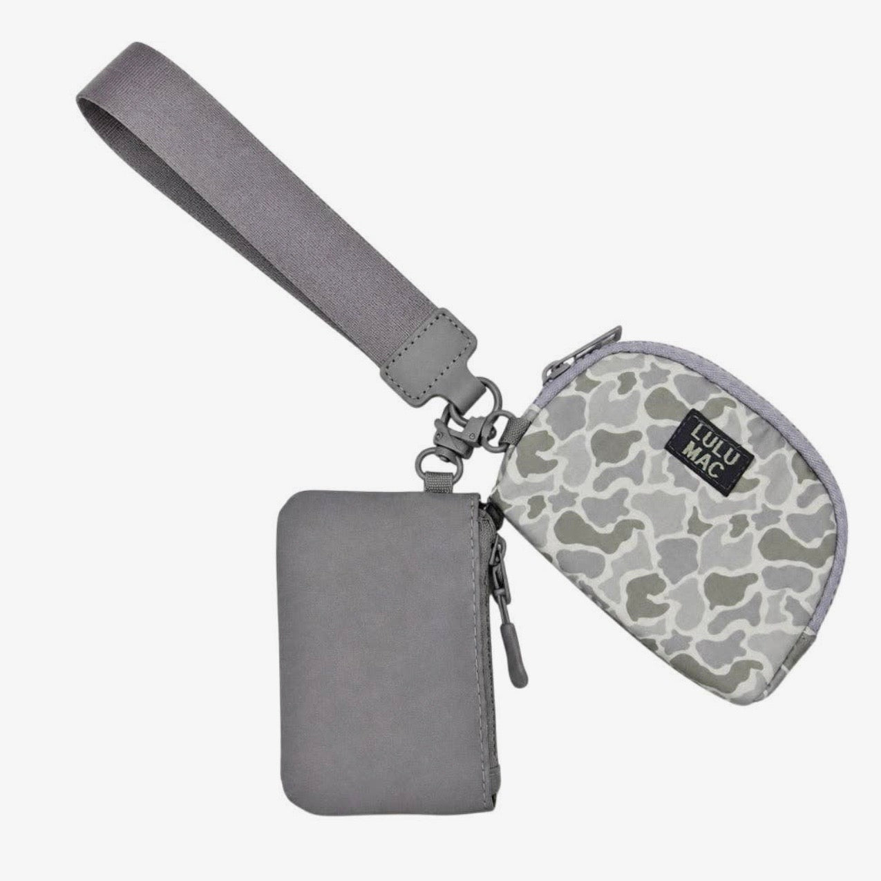 Lulu Mac Double Pouch Wristlet GREY/WHITE CAMO